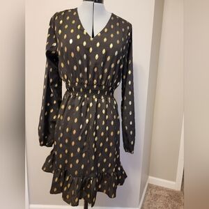 Black Dress with Gold Polka Dots